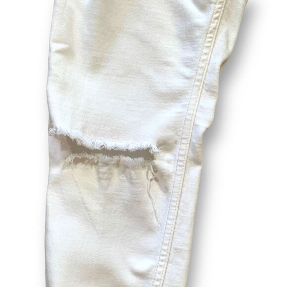 Free People Jeans Skinny Distressed White Denim Midrise Cropped - Picture 2 of 7